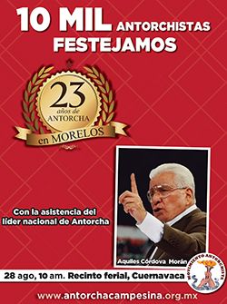 Celebrará Antorcha 23 años en Morelos